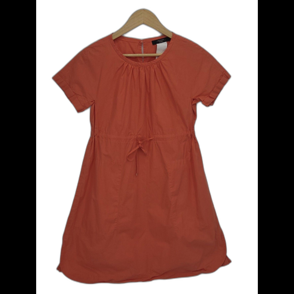 Max Mara Weekend Womens Cinch Tie Waist Poplin Dress Coral Orange Size 2